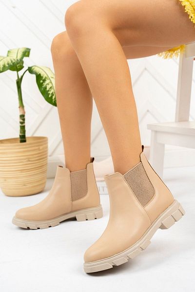 Preshley Γυναικείες κοντές μπότες Tiamo Skin Leather Lastic