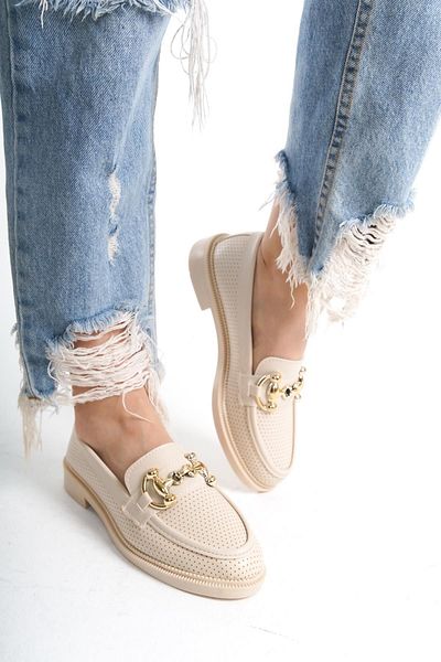 Preshley Pollo Cream Women's Lofer - Casual Shoes with Buckle