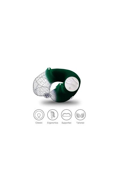 In House Velvet Neck and Travel Pillow - 30x25 cm - Color Dark Green