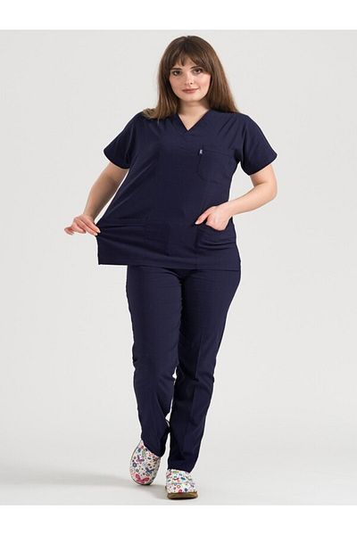 SKORMED Tricou pentru asistentă medicală din Lycra albastru bleumarin - Set de scrub pentru partea inferioară