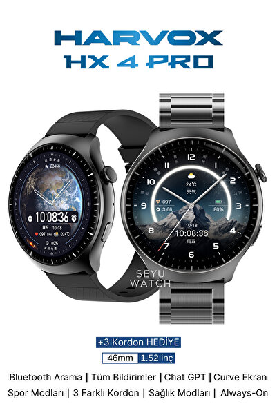 SEYUWATCH Watch HX-4 Pro Harvox Akıllı Saat Iphone Ve Android Tüm Telefonlara Uyumlu