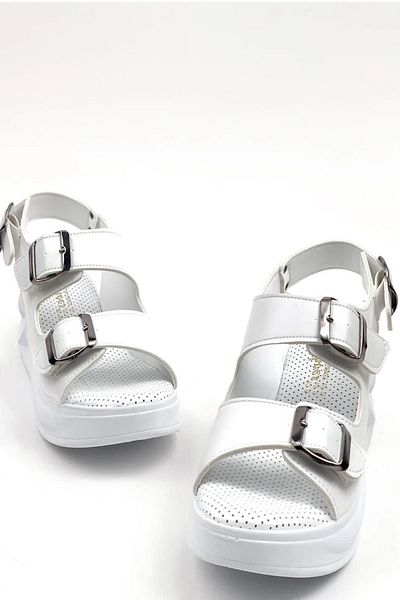 Preshley Sandale cu cataramă cu talpă ortopedică Dimma White Comfort pentru damă