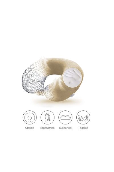 In House Velvet Neck and Travel Pillow - 30x25 cm - Color Ivory