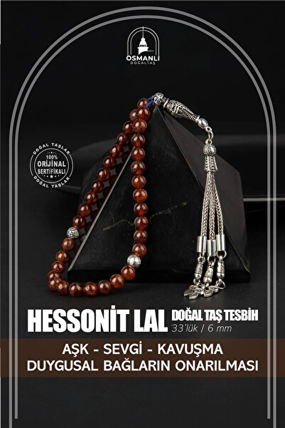 OSMANLI DOĞAL TAŞ Hessonite Lal Φυσική Πέτρα Tasbih 33τμχ - 6mm