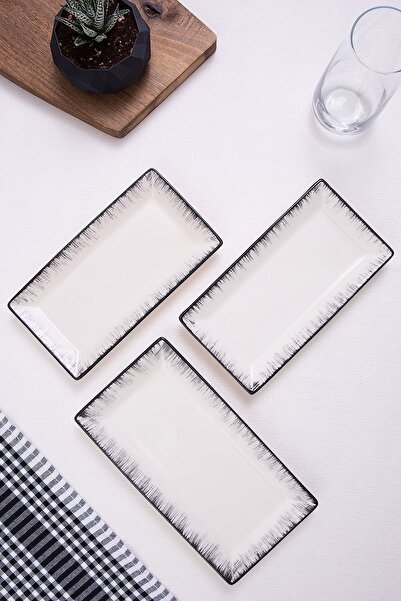 ŞURA MUTFAK Set of 3 Tall Presentation Plates Black