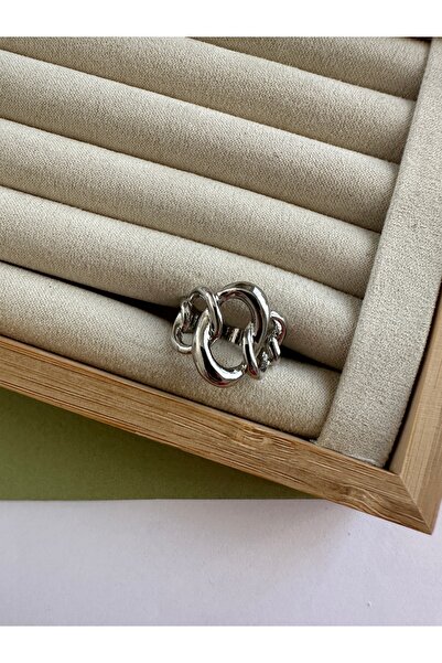 ringbox Gümüş Renkli Oval Model Zincir Yüzük