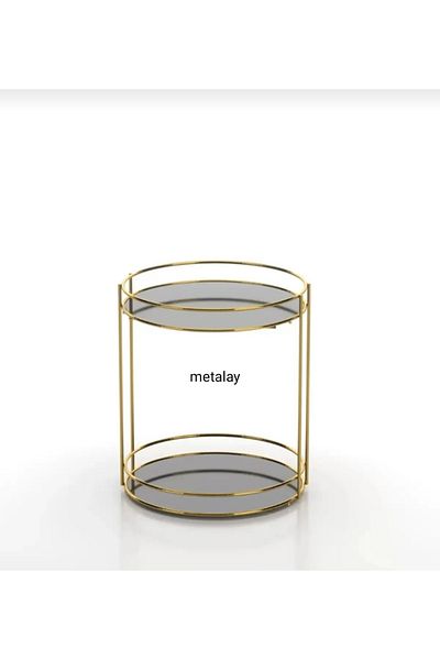 METALAY Organizator de bijuterii cosmetice pentru baie Organizator multifuncțional Tavă de prezentare de servire cu 2 niveluri Aur