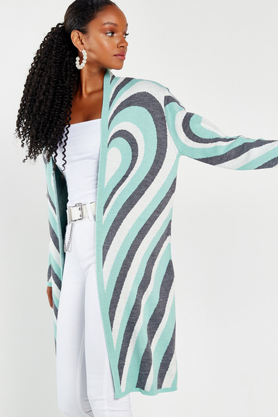 Hopoi Жіночий кардиган з відкритим передом і серцевим візерунком