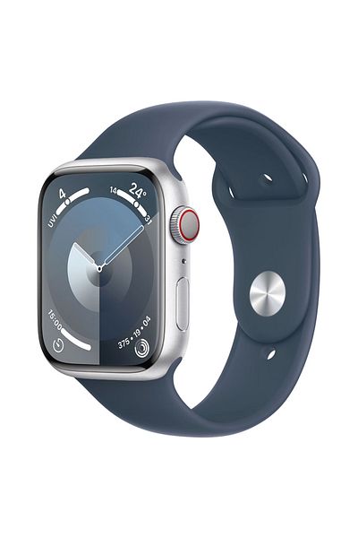Apple Watch Series 9 LTE 41mm Silver Aluminium Storm Blue Sport Band Medium/Large