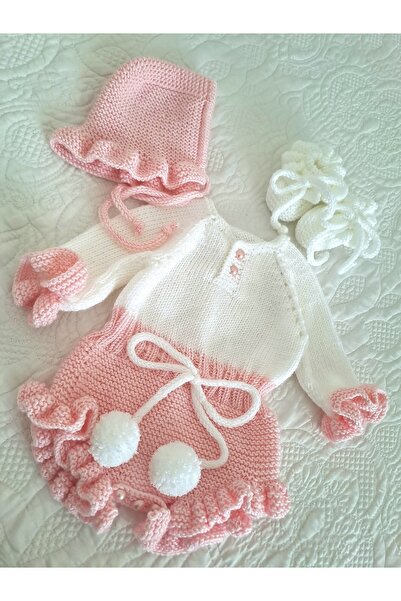 İLHANLAR طقم أطفال محبوك يدويًا مكون من 3 قطع