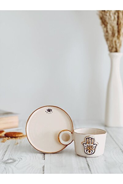 SİNEM YAMAN HOME Fatma Ana Eli Seramik Double Fincan