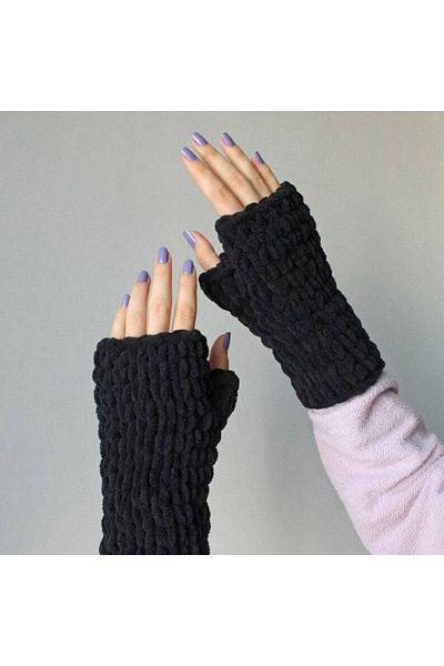 BurDen Dekoratif Ürünler & Tasarım Black Puffy Gloves, Trend, Design, Hand Knitted, Winter Fashion, Nordic Style, Accessory, Fingerless