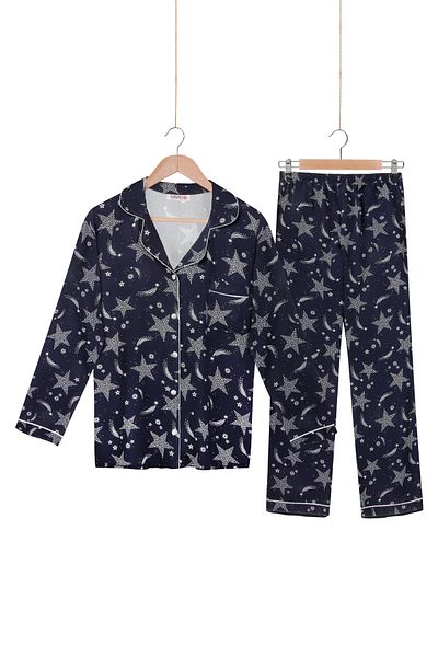 Dominant 100% Woven Poplin Viscose Long Sleeve Button Sleepwear