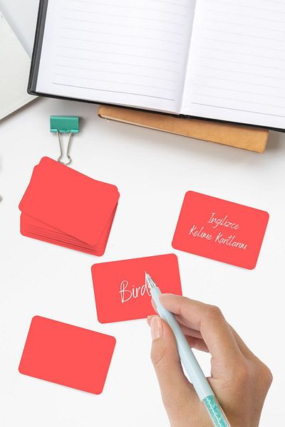 Copyder 500 Red Non-Printed Words Cards - Multi-Purpose, Boxed Note Cards for Memory and Note Taking