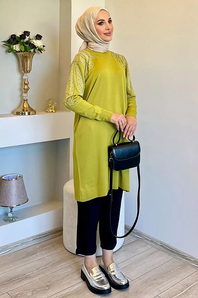jldkids Πλεκτό Hijab Tunic - Πέτρα λαδιού και ώμου