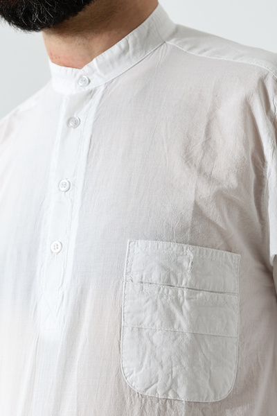 ihvan online Ανδρικό λευκό πουκάμισο Hajj Umrah - 100% βαμβάκι, χαλαρή εφαρμογή, υπερέβλητος γιακάς, μισό πατιλέτα