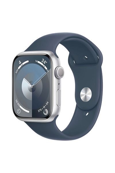 Apple Watch Series 9 GPS 41mm Silver Aluminium Storm Blue Sport Band Medium/Large