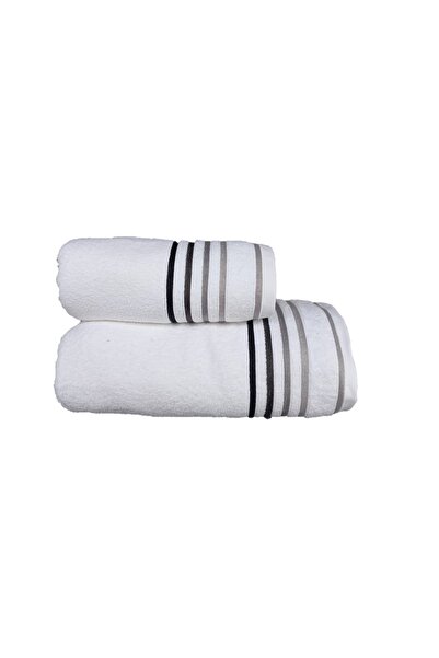 erteks Pachet de 2 prosoape de baie și prosoape de mână cu dungi albe - 70x14...