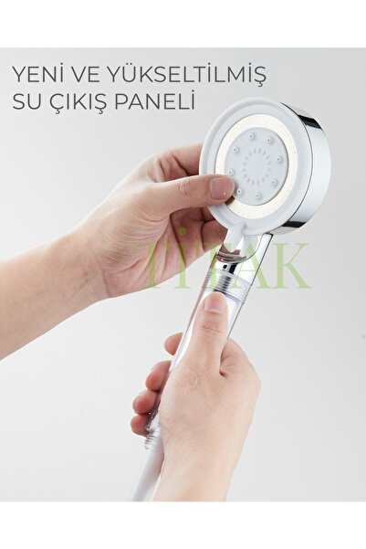 TİTAK KROM BEYAZ DETAYLI FİLTRELİ SU TASARRUFLU 5 FONKSİYONLU DUŞ BAŞLIĞI