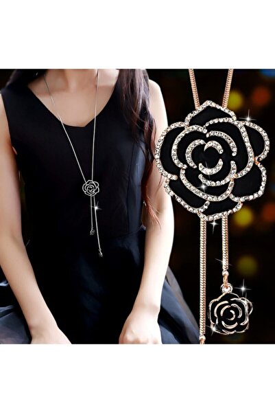 Alsade Kore Stil Uzun Zincir Çiçek Asansör Kolye