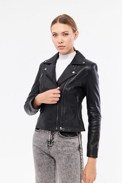 DERİNSS Genuine Leather Women's Black Coat - Derinss Dka1202