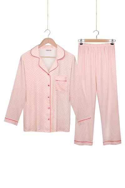 Dominant 100% Woven Poplin Viscose Long Sleeve Button Sleepwear
