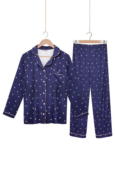 Dominant 100% Woven Poplin Viscose Long Sleeve Button Sleepwear