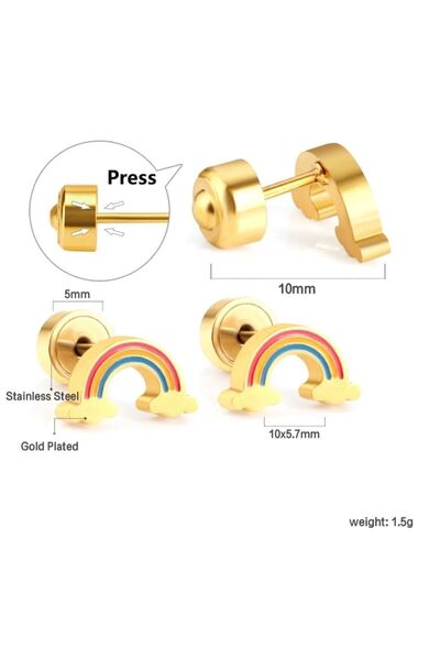 Atölye Eliz 316L Paslanmaz Çelik Antialerjik Çocuk Küpesi