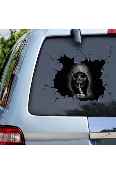 Özkaş ticaret 3D Sticker Hayalet Korkunç Oto Sticker, Motorsiklet, Kask, Laptop Sticker 17x6 Cm Oto Aksesuar