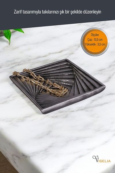 Viselia Silver Antique Colored Jewelry Organizer - Plate and Makeup Cosmetic Organizer Model 3