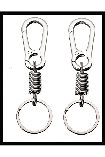 efmues Yaylı anahtarlık çelik paslanmaz kancalı karabina anahtarlık  2 adet