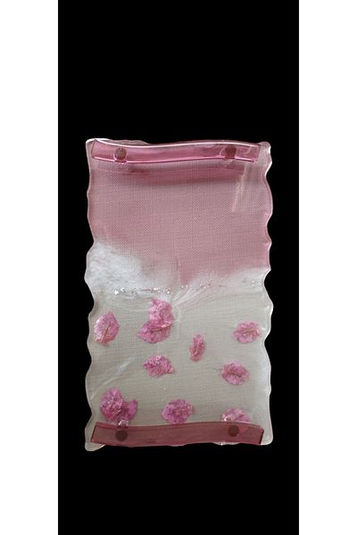 Home Lilac Bougainvillea Flower Patterned Epoxy Tray - Vivid Stylish Presentation, Handmade, Promise Engagement Tray