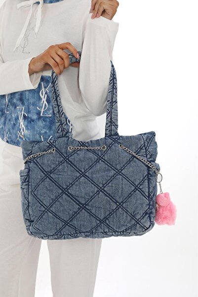 denimandfaces KAPİTONE DENİM OMUZ ÇANTASI