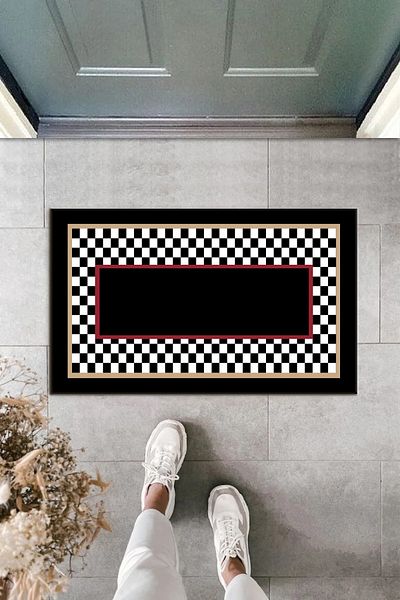 halıpera Checkered Decorative Multi-Purpose Interior and Exterior Door Mat