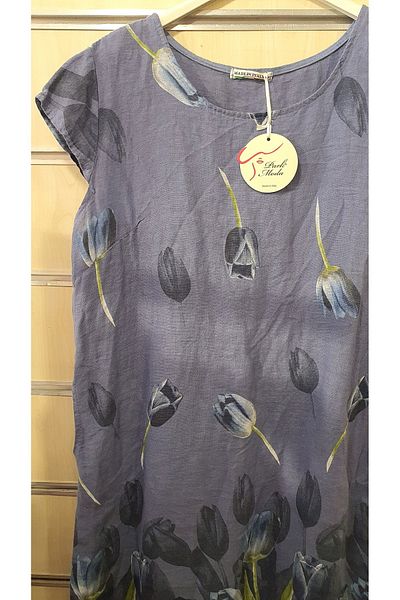 Park Moda 6182 Rochie scurtă din in, model lalele