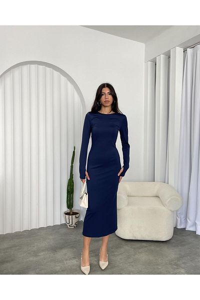 HARMONY GLOBAL Rochie creion modal bleumarin - Snap Finger, Maneca lunga, Femei - 10.220
