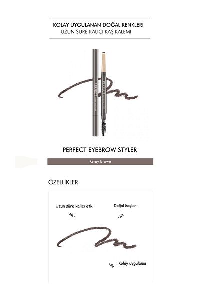Missha Long Lasting Eyebrow Pencil That Offers Ease of Application Perfect Eyebrow Styler (Gray Brown)