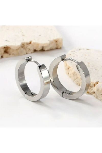 SE Jewellery Unisex 3 mm Silver Color Classic Hoop Earrings
