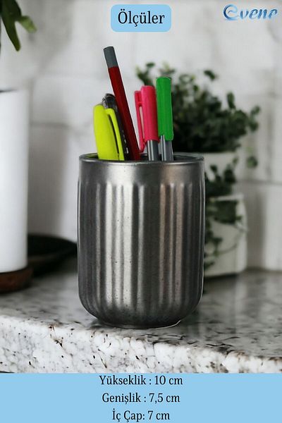 Evene Silver Antique Colored Pen Holder Organizer - Desk Pen Holder Model 11