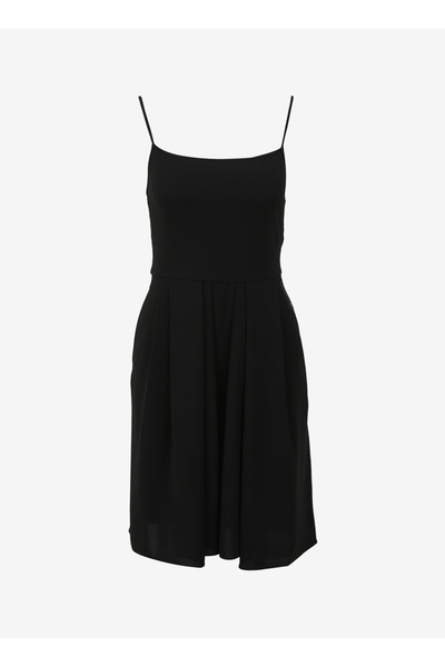 Armani Exchange Kare Yaka Düz Siyah Standart Kadın Elbise 3DYA31