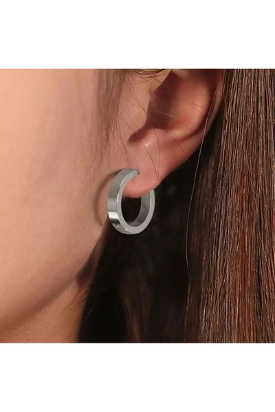 SE Jewellery Unisex 3 mm Silver Color Classic Hoop Earrings