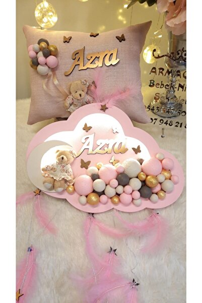 ARMAĞAN BEBEK NİKAH ŞEKERİ Pembe Bubble Model Bebek Kapı Süsü ve Takı Yastığı