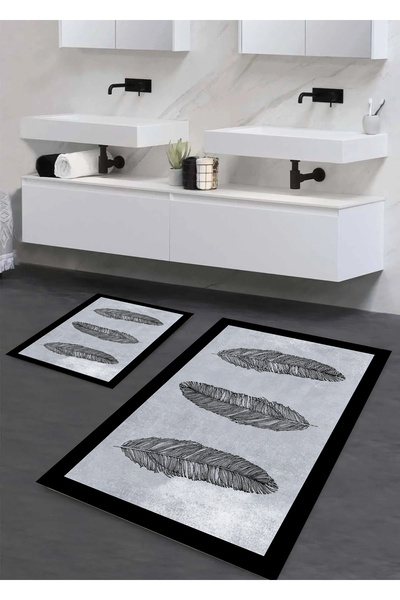 halıpera Yıkanabilir Kaymaz Pamuk Dokuma Taban Hoja Yaprak 60x100-50x60 2'li ...