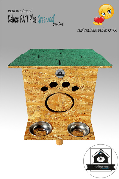 Kedi Evi DELUXE PATİ PLUS Greenroof DIŞMEKAN SU GEÇİRMEZ