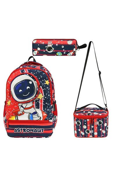 Alanç Gift Rucsac ortopedic pentru școală primară cu design de lux astronaut pentru băiat - cu nutriție și suport pentru stilou