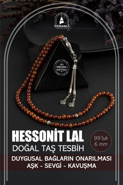 OSMANLI DOĞAL TAŞ 99 τμχ Hessonite Lal Φυσική Πέτρα Χάντρες προσευχής - 6mm
