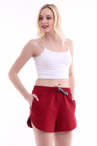 kozzy Claret Red Women's Sports Daily Comfortable Cut Mini Shorts