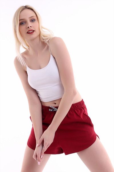 kozzy Claret Red Women's Sports Daily Comfortable Cut Mini Shorts