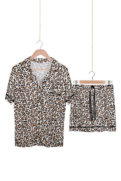 Dominant 100% Woven Poplin Viscose Shortcut Buttoned Shorts Set