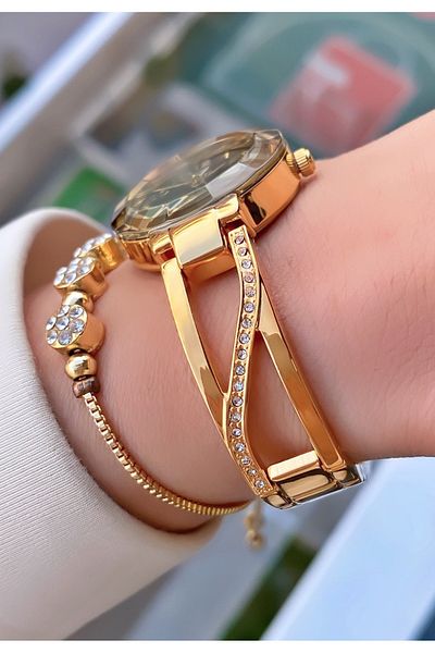 Fiesta Gold Yellow Steel Cord Small Case Women's Wristwatch - Bracelet